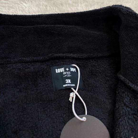 Women's Cropped Fleece Jacket, Zip/Snap Closure, Black, Size 3X - Picture 5 of 9